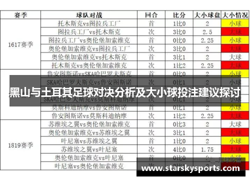 黑山与土耳其足球对决分析及大小球投注建议探讨